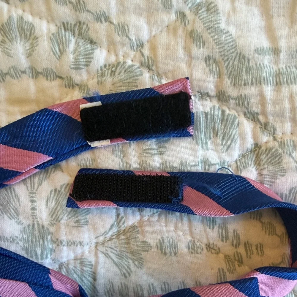 Classic Kids Bow Tie in Navy Blue and Pink Stripe